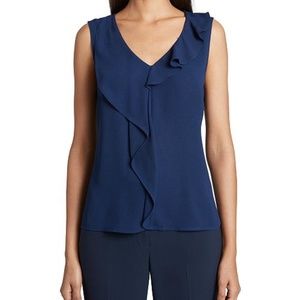 Tahari ASL BLACK Ruffle Neckline Blouse